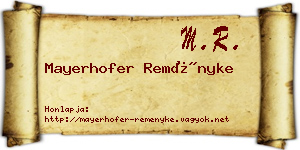 Mayerhofer Reményke névjegykártya